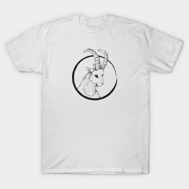 Pen & Ink Goat Head T-Shirt by CloudWalkerDesigns